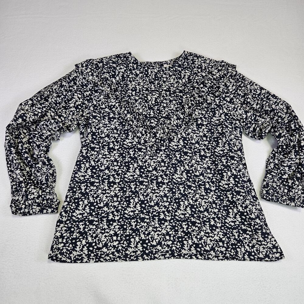 MIRTH Farrar Blouse L Blue Handmade Coastal Cowgirl Cotton Silk Prairie Luxury - Picture 16 of 16